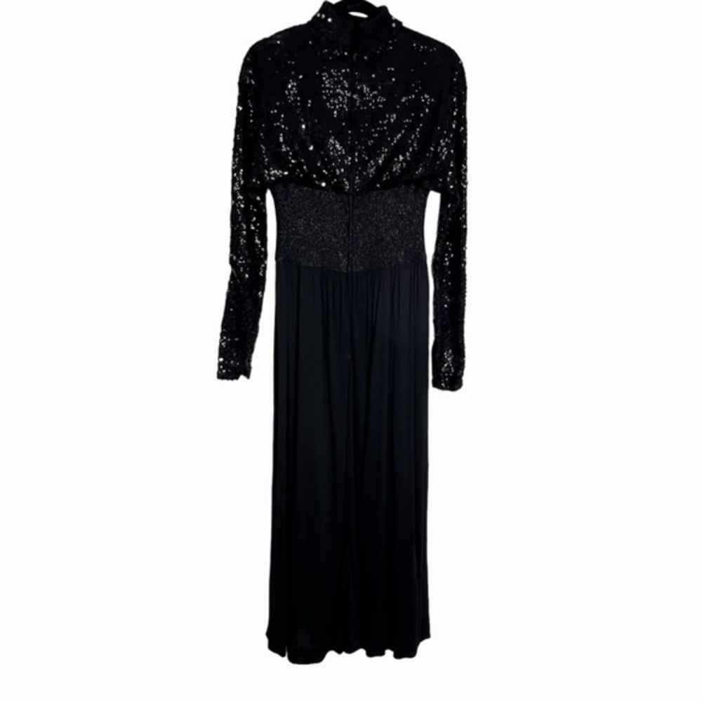 Pat Sandler vintage 1960's 70's long black sequin gown - Picture 7 of 15